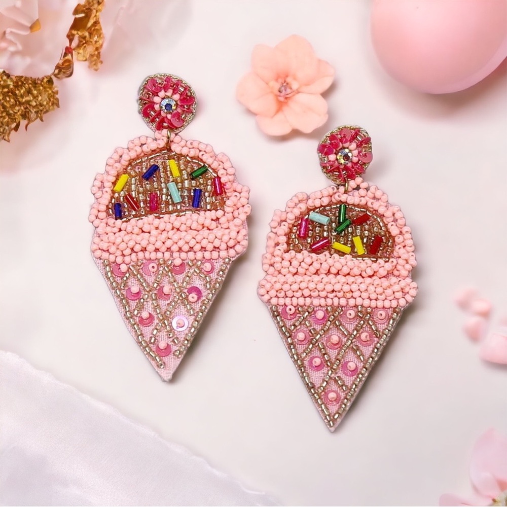 Ice Cream Seed Beaded Earrings